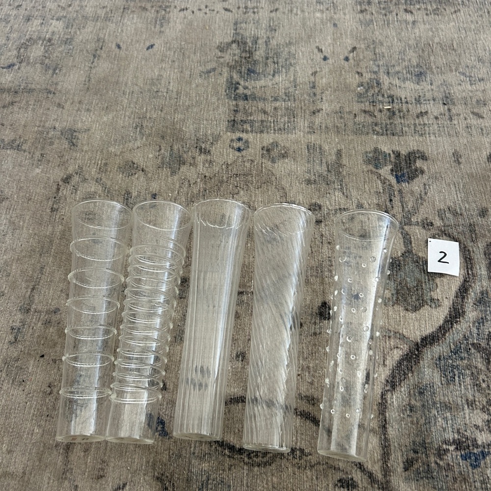 Set of 5 glass blown champagne flutes
